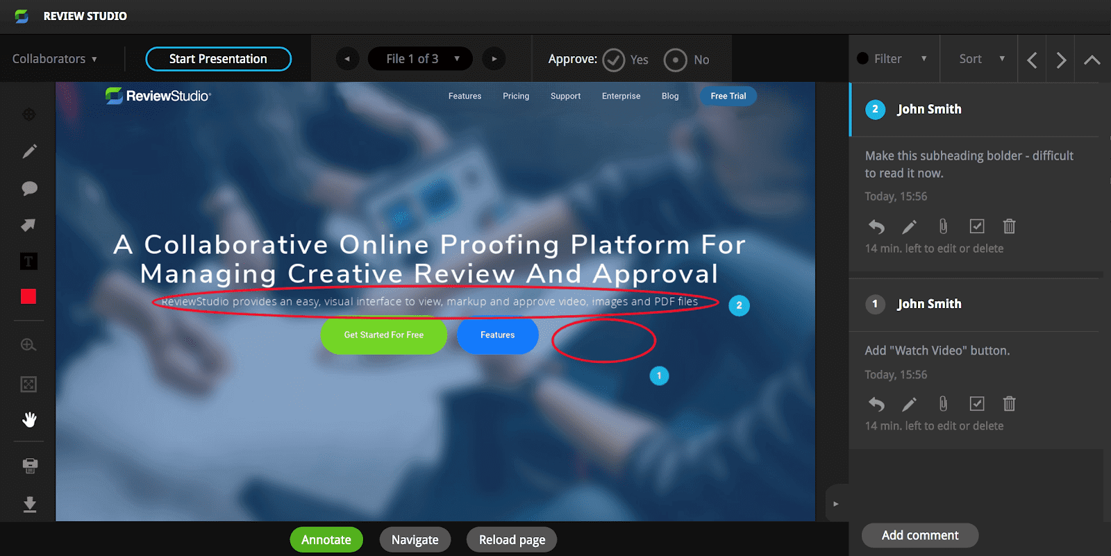 Web Review Feature
