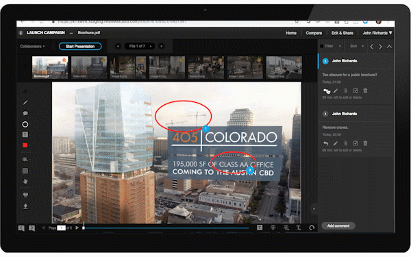 on frame markups and annotations, consolidated discussion threads