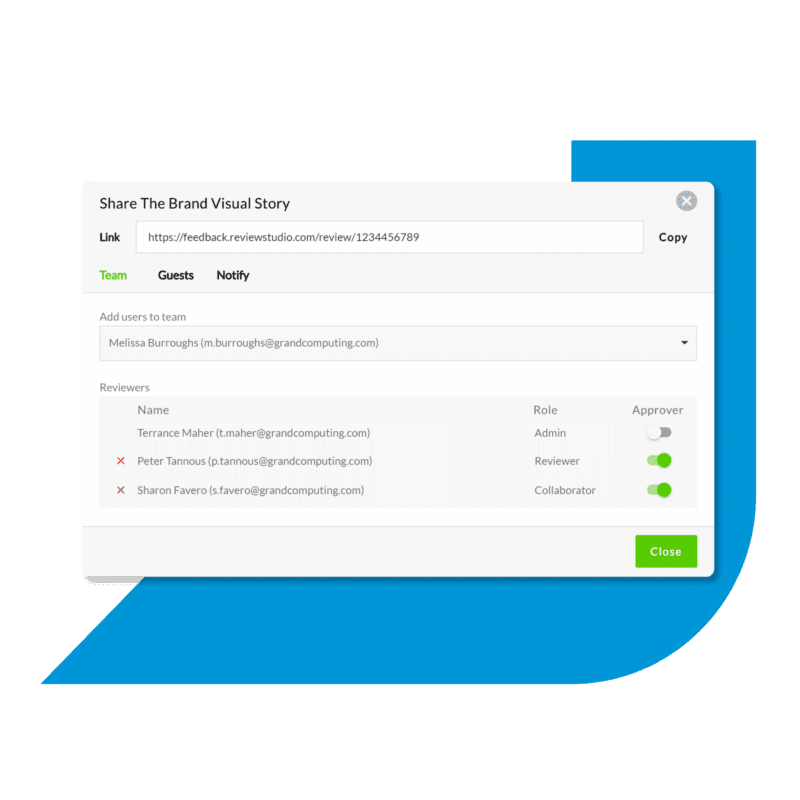 Sharing creative for easy review and approval